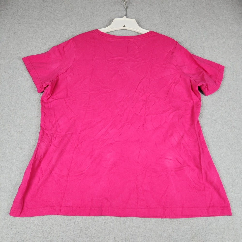 Adidas T-Shirt Womens 2X Pink Graphic Logo Crew Neck Athletic Short Sleeve Tee - Picture 3 of 8